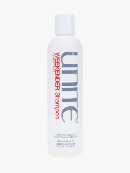 Unite Weekender Shampoo in branded component on a light gray background