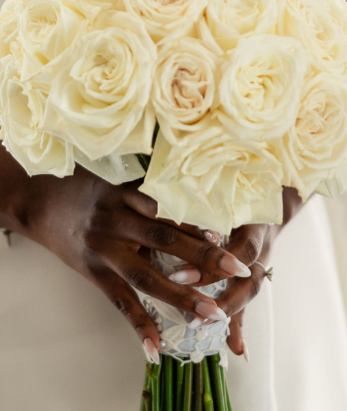 Cloud French wedding nails.